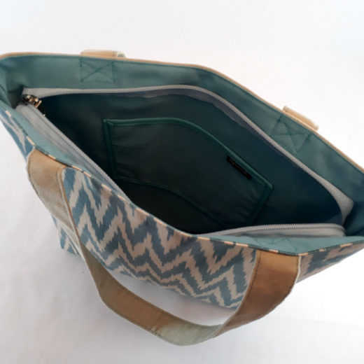 bolso tote mujer azul interior