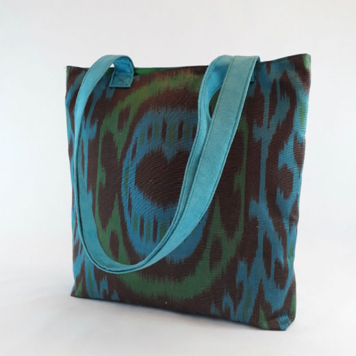 bolso tote mujer azul y verde