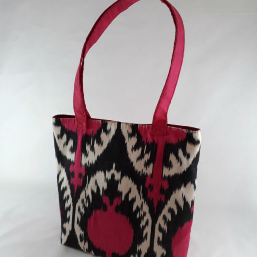 bolso tote mujer fucsia negro y blanco