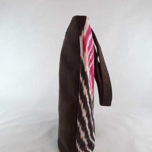 tote mujer ikat lateral negro y fucsia
