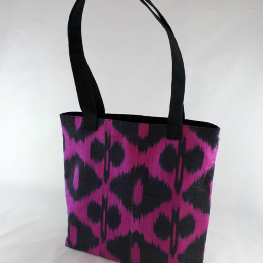 bolso tote mujer fucsia y negro