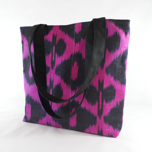 bolso tote mujer fucsia y negro