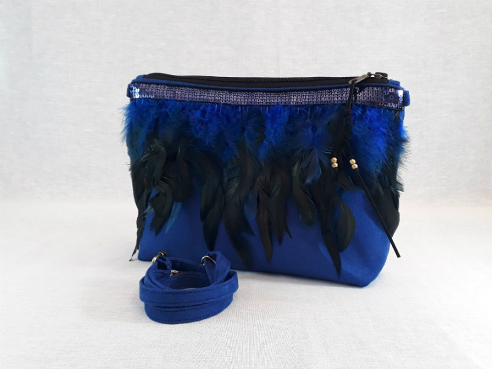Ayramile Plumas044 bandolera plumas royal blue