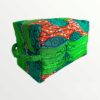 Neceser tela africana wax verde y naranja