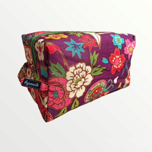 tela japonesa garzas flores morado